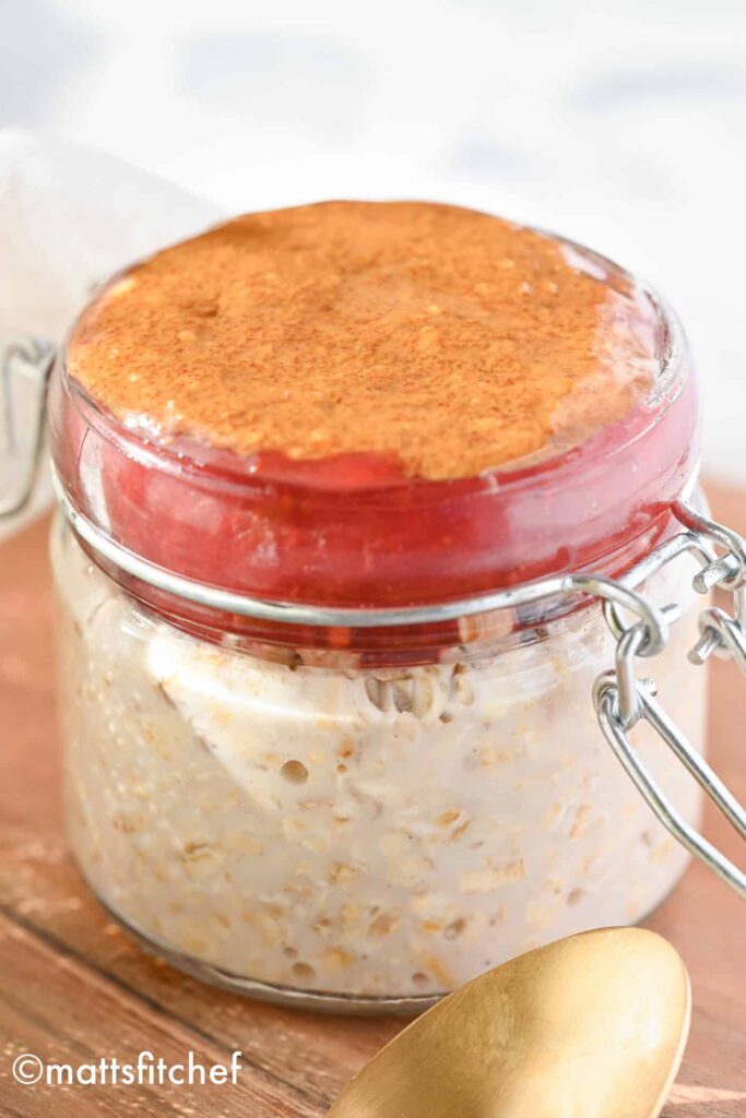 PB&J protein overnight oats without protein powder