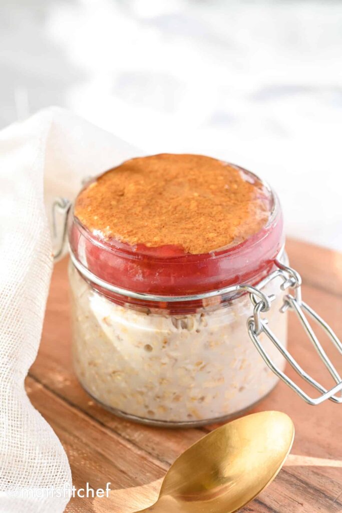 PB&J protein overnight oats without protein powder