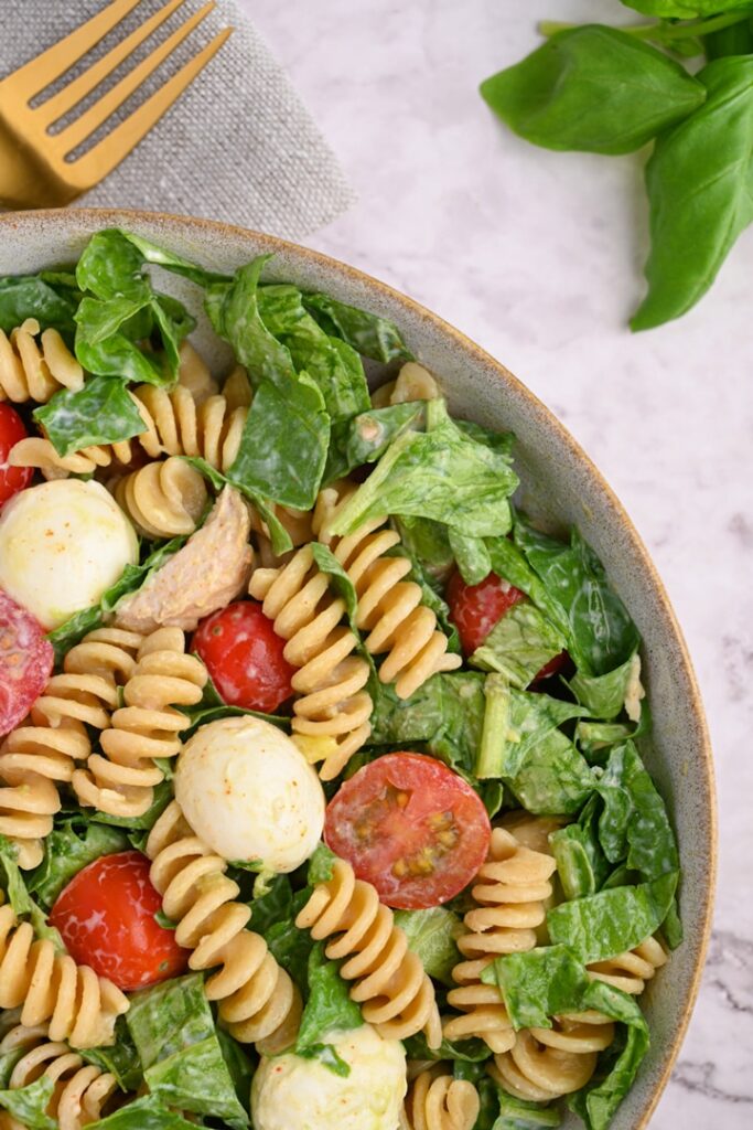 protein pasta salad with chicken