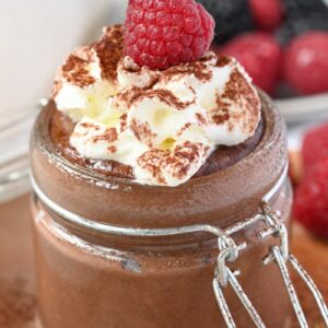 Cottage Cheese Chocolate Mousse served with Fresh Berries and Whipped Cottage Cheese