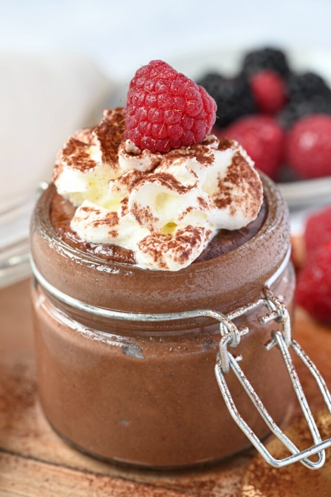 Cottage Cheese Chocolate Mousse served with Fresh Berries and Whipped Cottage Cheese