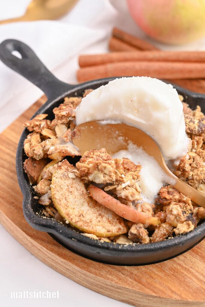 high protein apple crumble for one &ndash; healthy recipe with no sugar