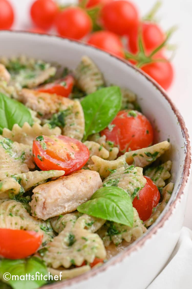 High Protein Pesto Pasta with Chicken