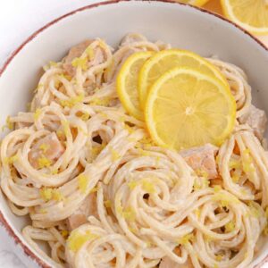 skinny low calorie lemon chicken pasta