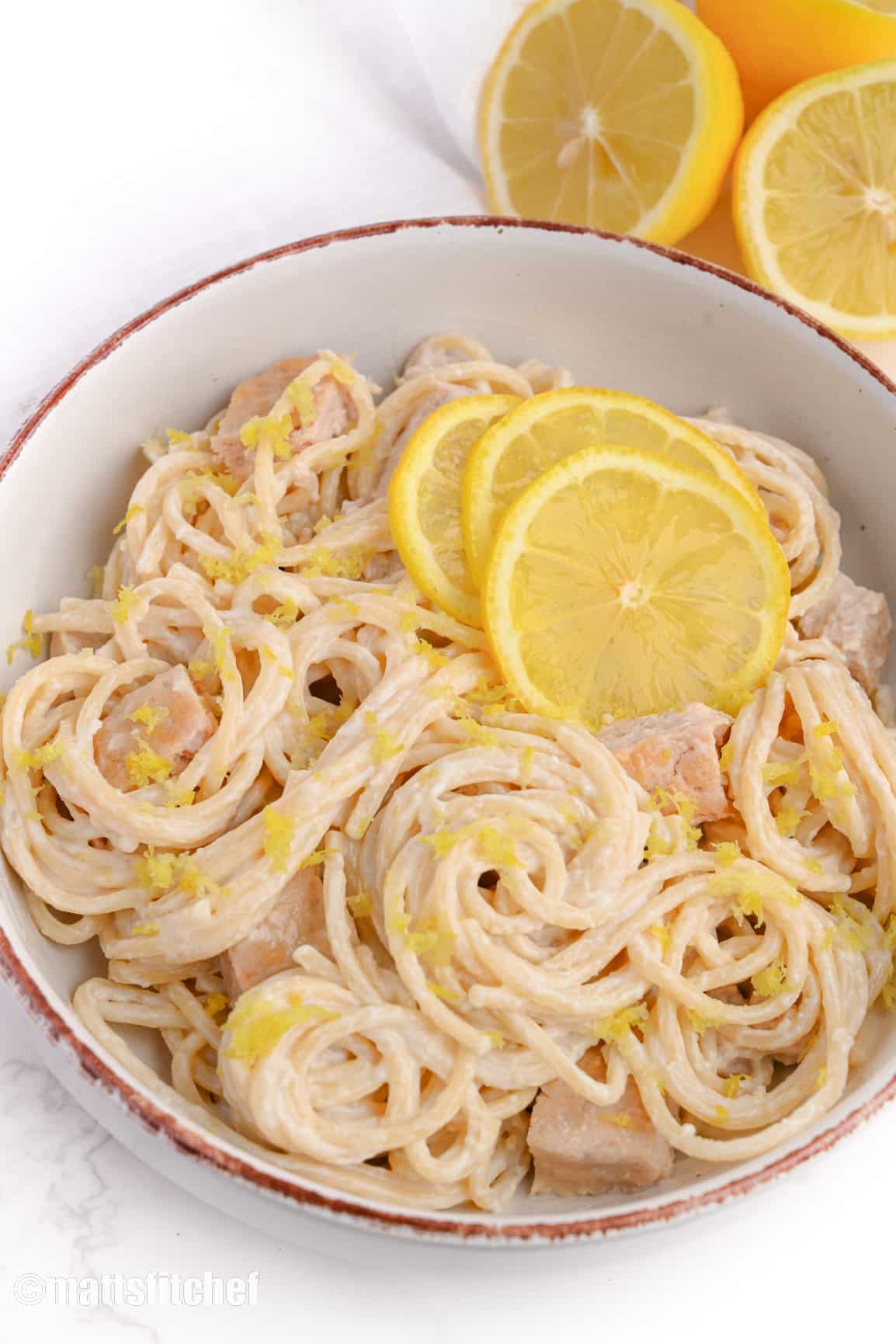 skinny low calorie lemon chicken pasta