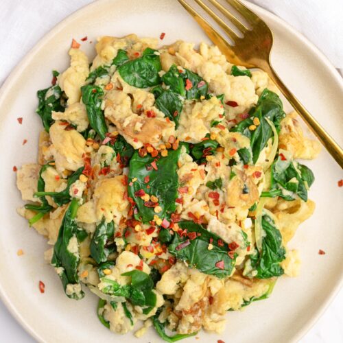 High Protein Egg Scramble with Spinach
