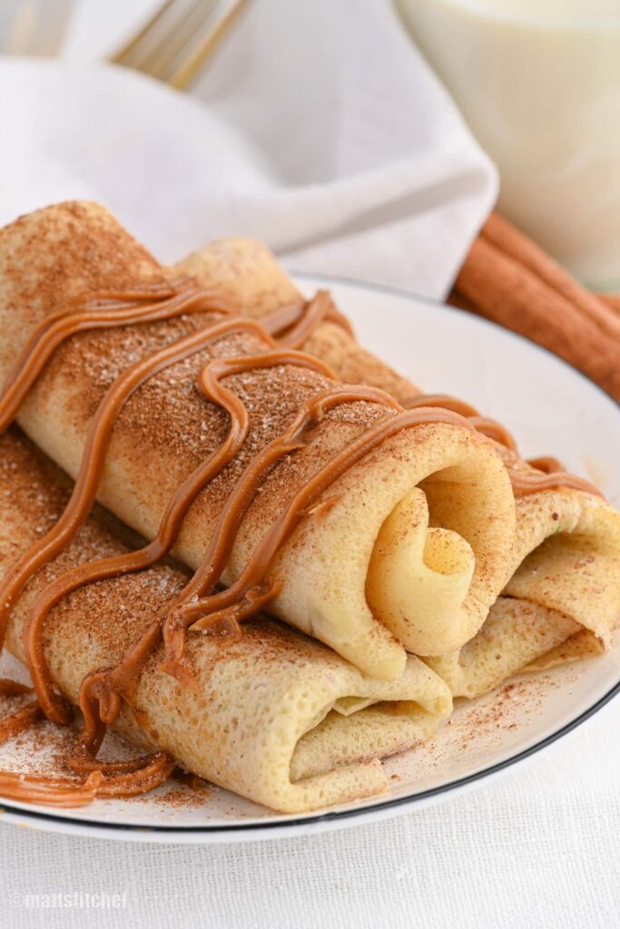 cinnamon protein crepe rolls