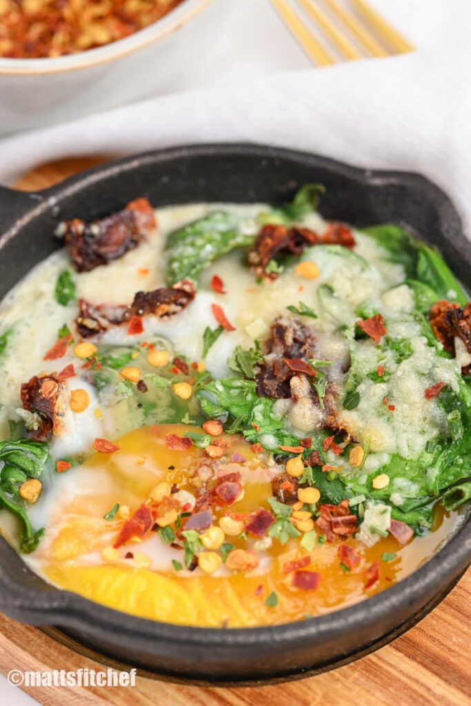 healthy egg skillet with spinach