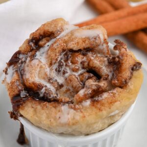 Healthy single serve cinnamon roll with Greek yogurt