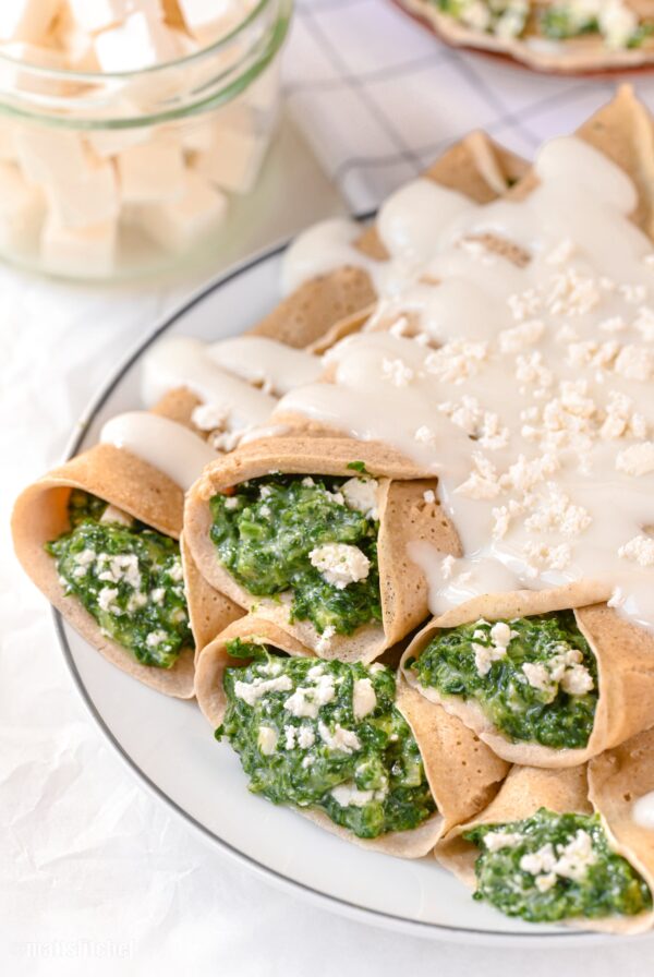 savory crepes with spinach