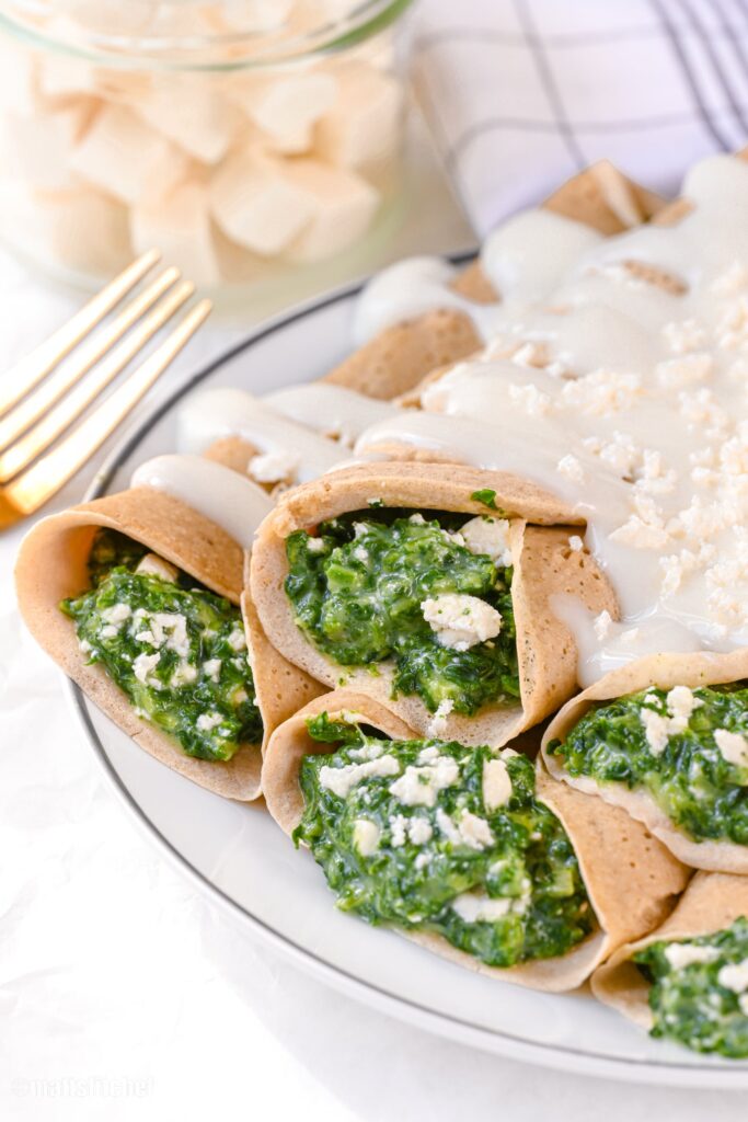 healthy savory crepes with spinach