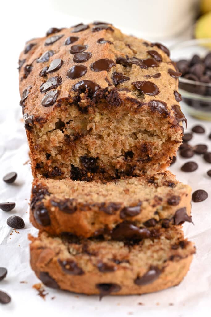 protein powder banana bread with chocolate chips