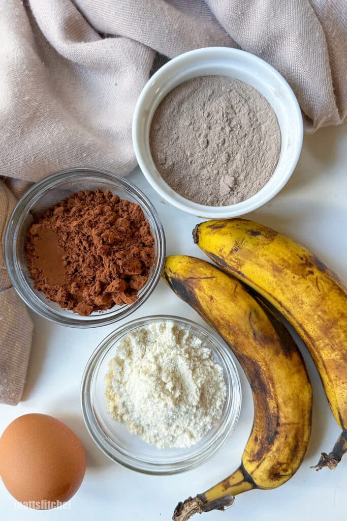 ingredients for banana protein brownies