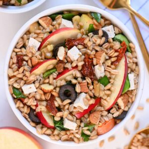 farro pasta salad with feta cheese