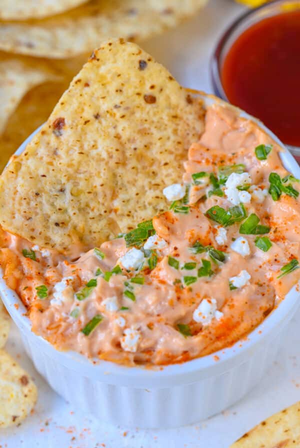 Frank’s Red Hot Buffalo Chicken Dip with Tortilla Chips