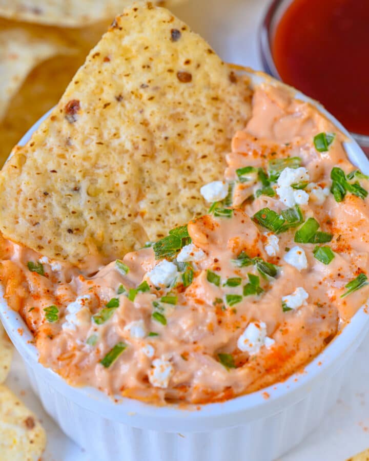 Frank’s Red Hot Buffalo Chicken Dip with Tortilla Chips
