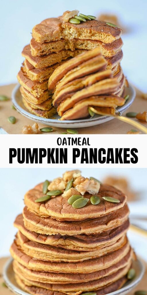 Oatmeal pumpkin pancakes for Pinterest