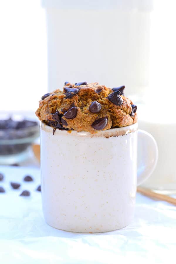 Low carb mug cake with chocolate chips