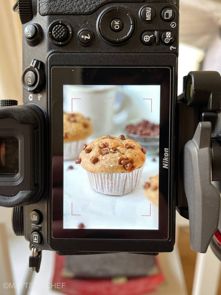 taking pictures of Greek yogurt muffins