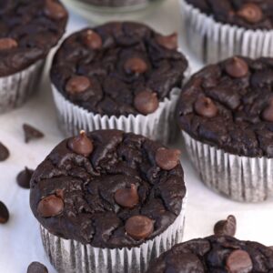 Flourless chocolate muffins with banana