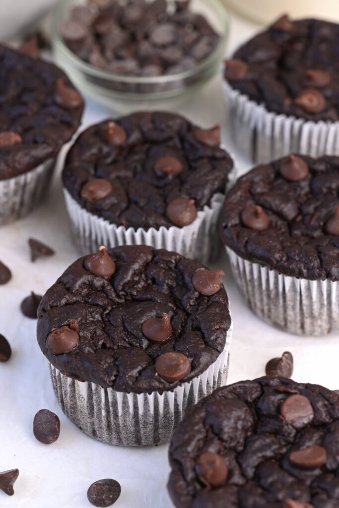 Flourless chocolate muffins with banana