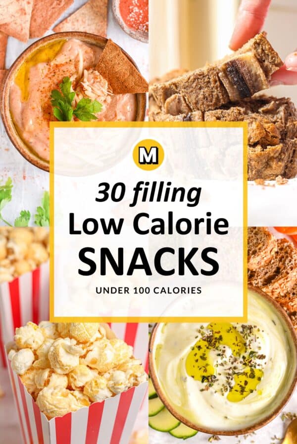 Filling Low Calorie Snacks under 100 Calories - Cottage cheese queso dip, air fryer popcorn, skinny banana bread and vegetable protein dip