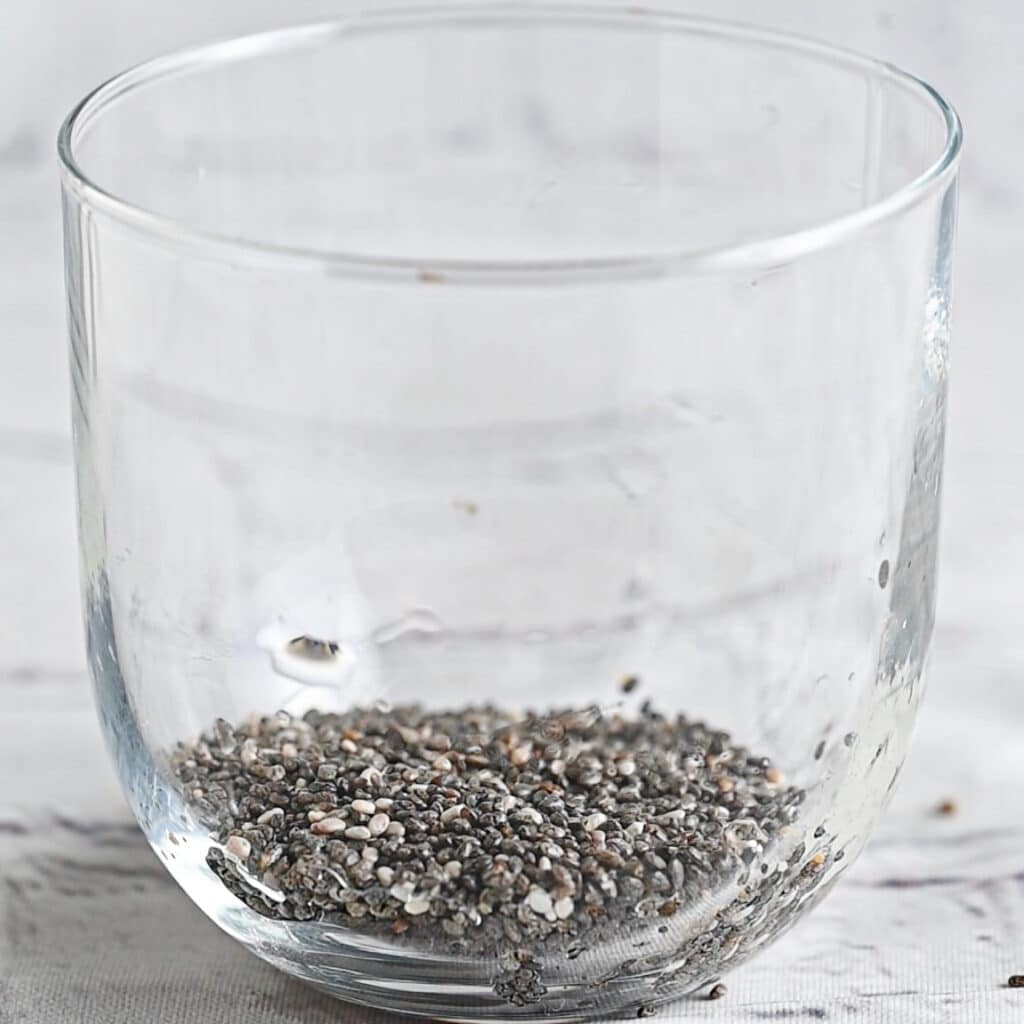 Add chia seeds to a glass