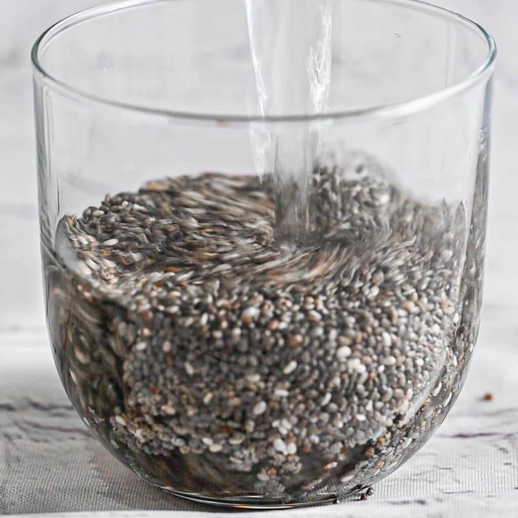 Add water to chia seeds