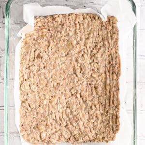 Breakfast bar dough in a baking pan