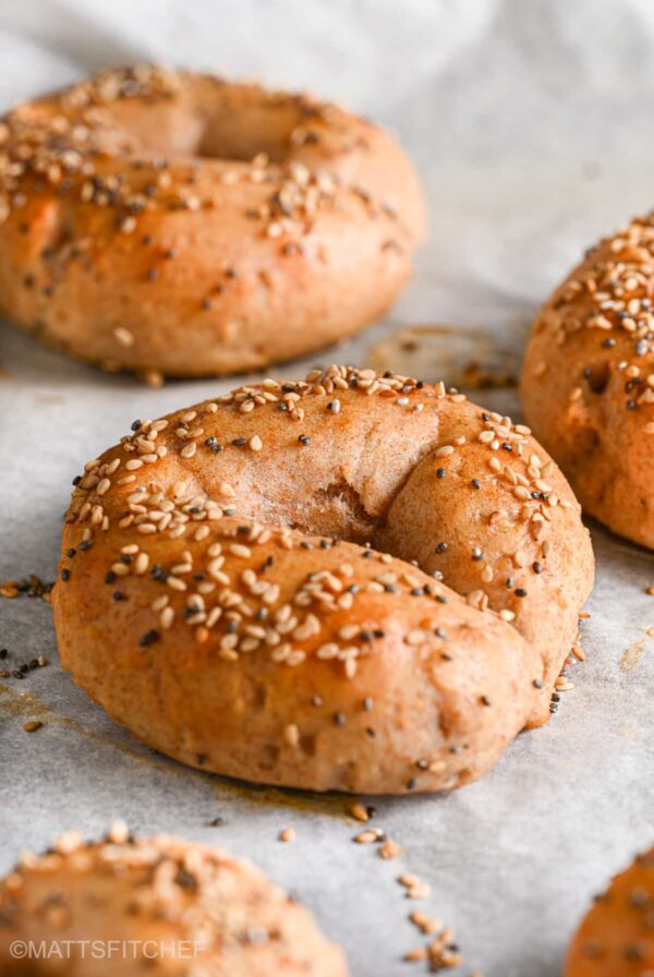 Protein Bagels with Seeds on Top