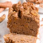 Sugar-free banana bread topped with walnuts