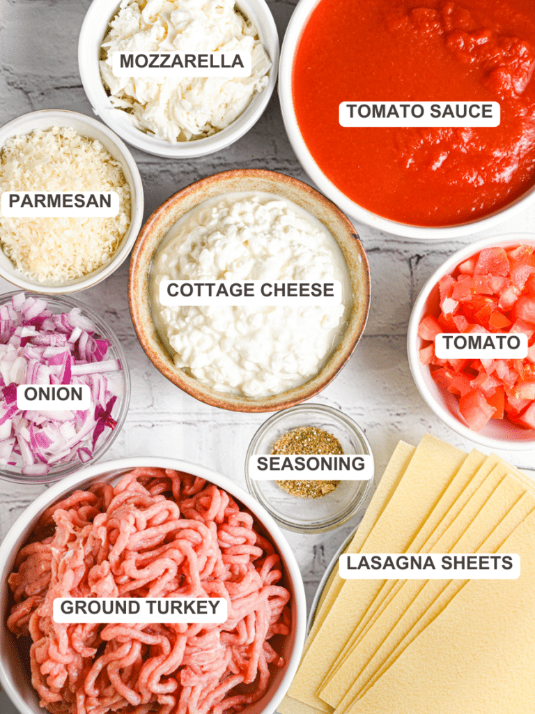 Ingredients for Cottage Cheese Lasagna