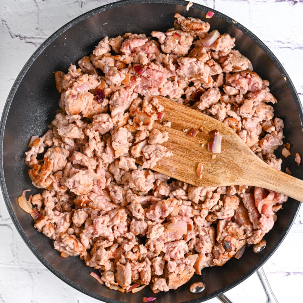 Brown ground turkey in skillet