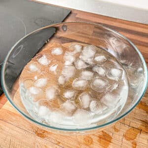 Ice bath for peeling hard boiled eggs