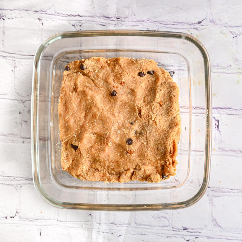 Dough in pan before slicing