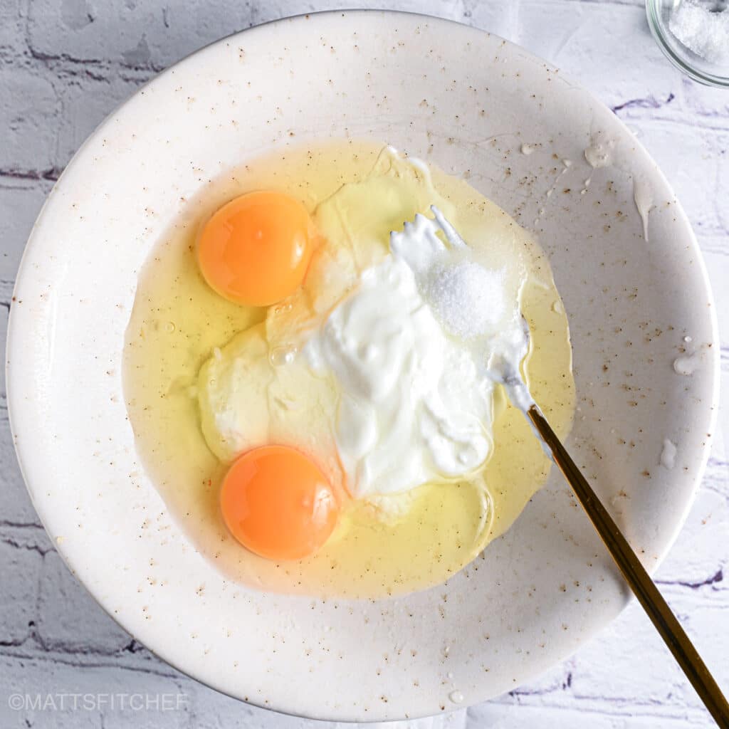 Custard ingredients in bowl