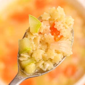 Pastina soup with star shaped pasta