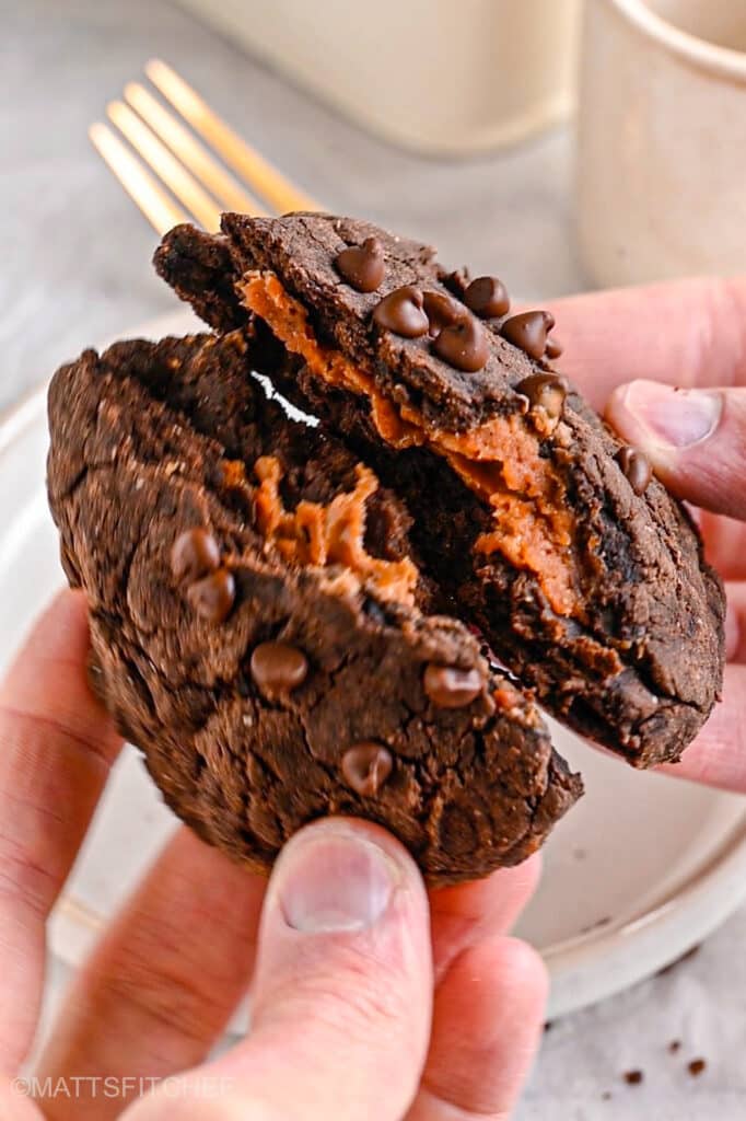 Peanut butter chocolate protein cookie for one