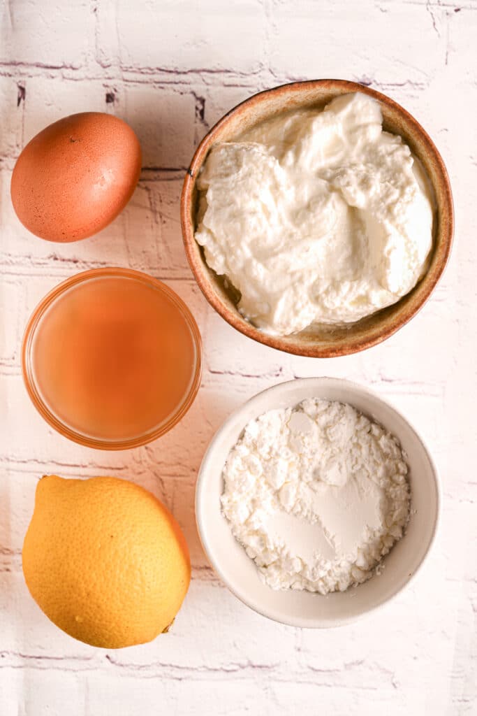 Ingredients for lemon ricotta cake