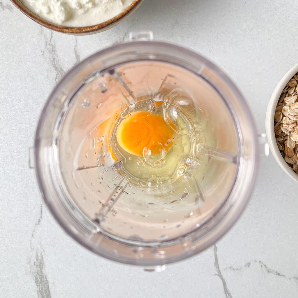 Large egg added to a high speed blender