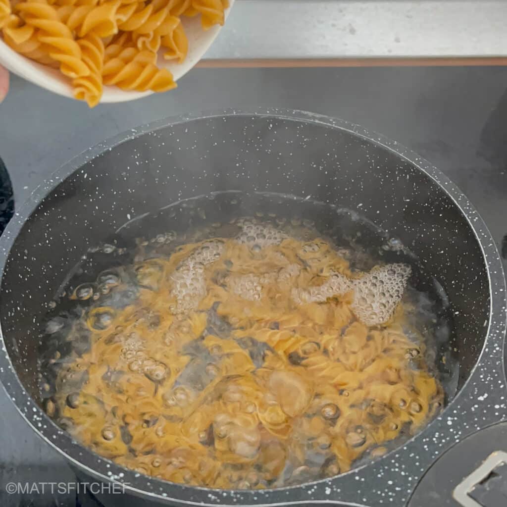 Cooking chickpea rotini as a base for high protein pasta salad