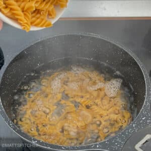 Cooking chickpea rotini as a base for high protein pasta salad