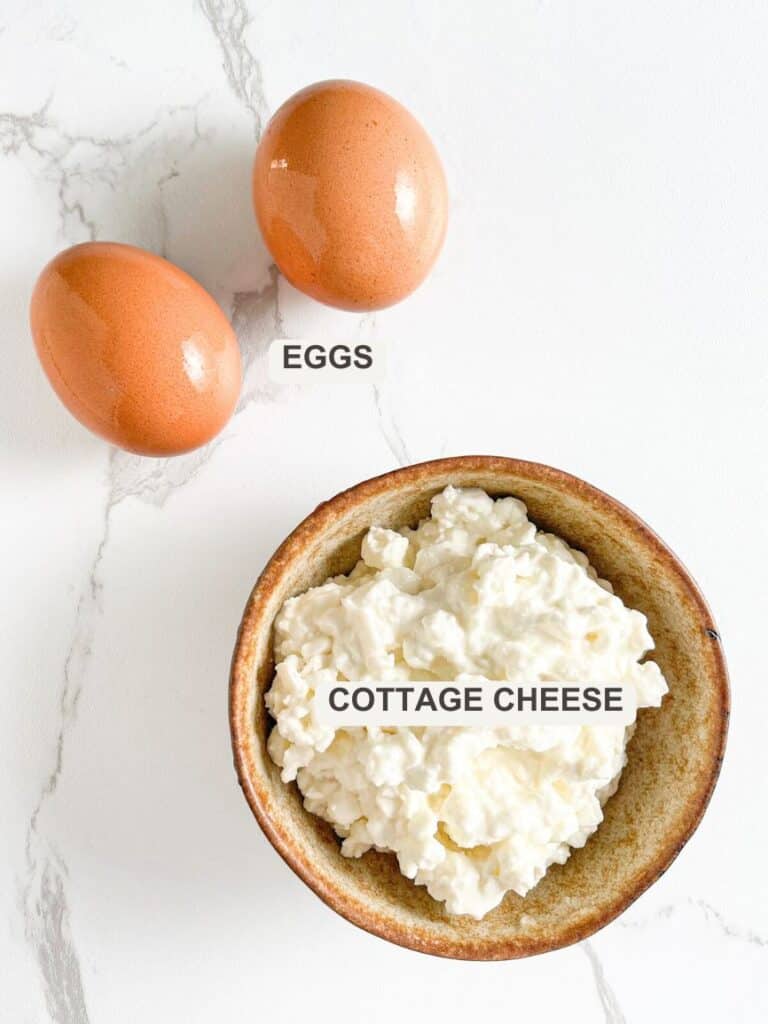 Cottage Cheese Flatbread Ingredients: Cottage cheese and 2 eggs