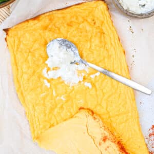 High protein cottage cheese flatbread from top