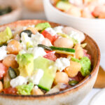High protein dense bean salad ready to eat as a healthy vegetarian side dish or main