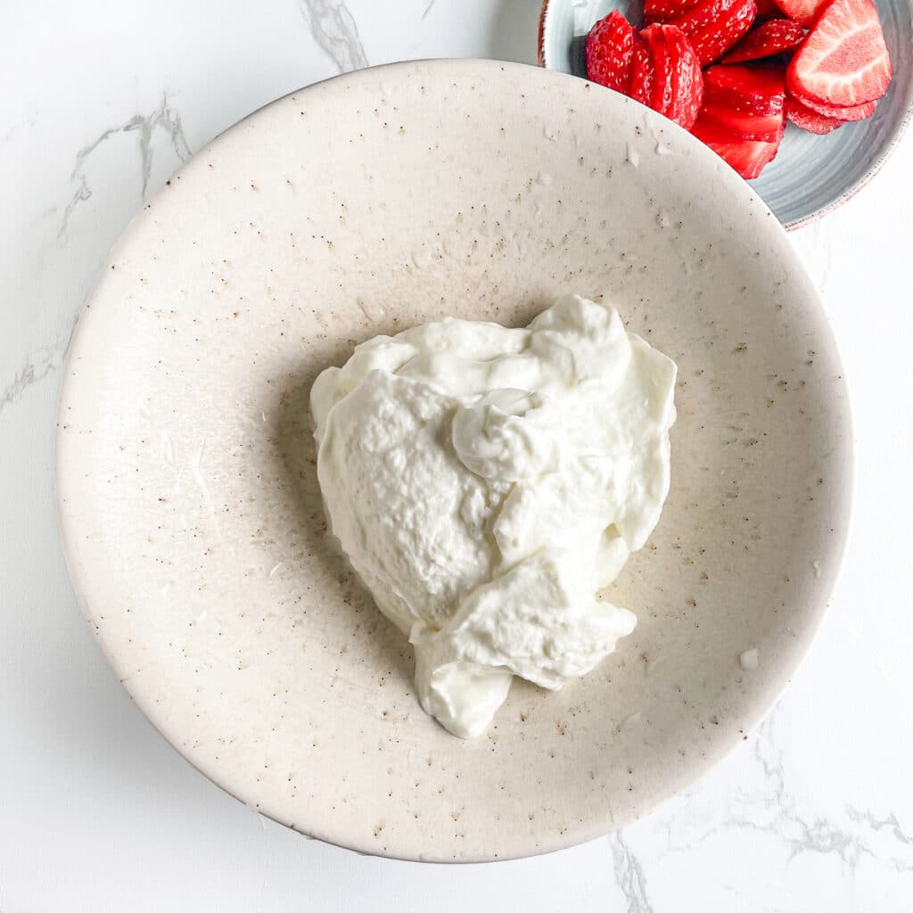 Full fat Greek yogurt in a bowl