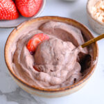 Creamy Greek yogurt with chocolate protein powder