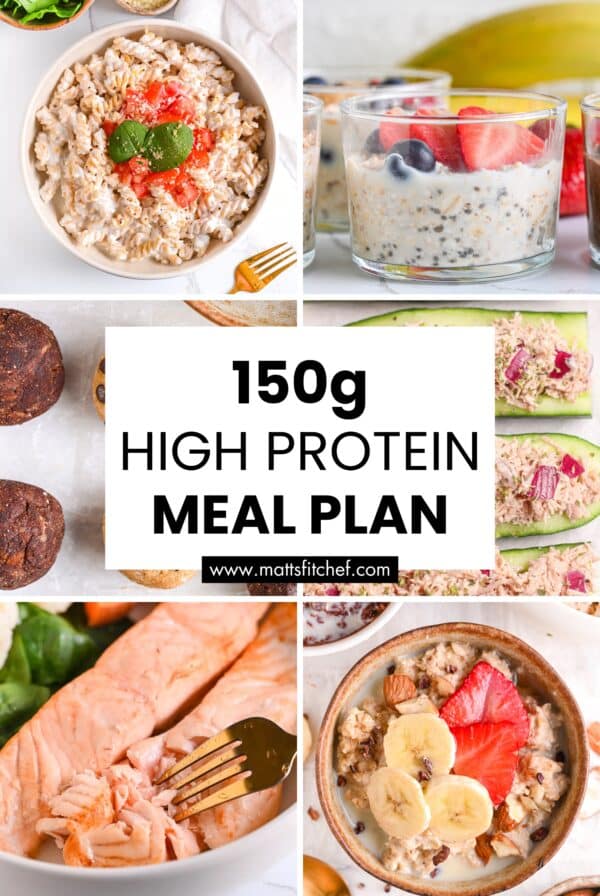 High protein meal plan with 150 g protein per day