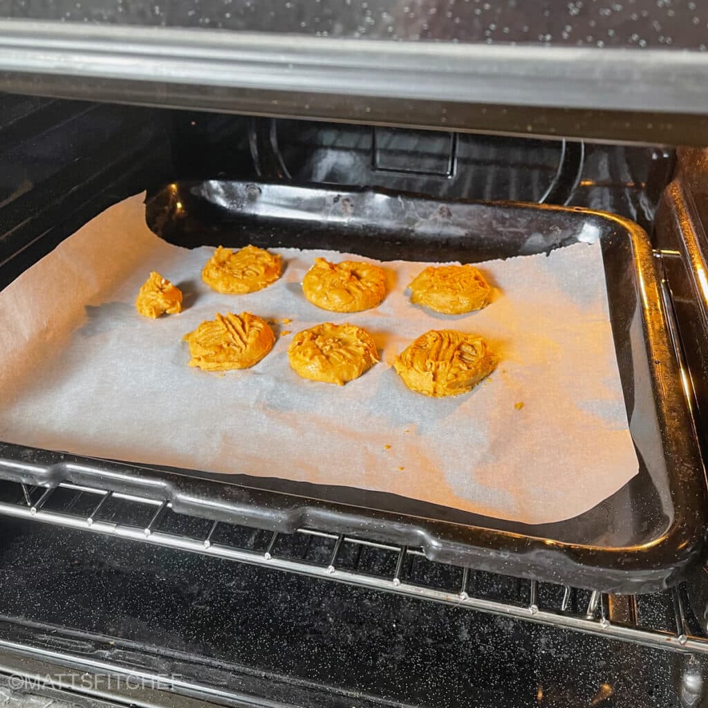 Baking pb2 cookies in medium rack of hot oven