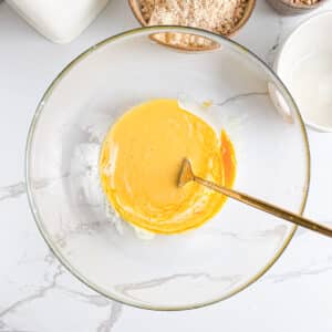 Wet ingredients stirred until smoothly combined